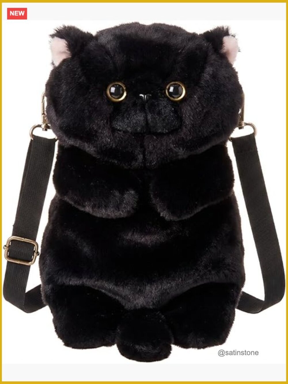 Plush Cat Shaped Crossbody Bag, Cute Animal Furry Shoulder Handbag for Women